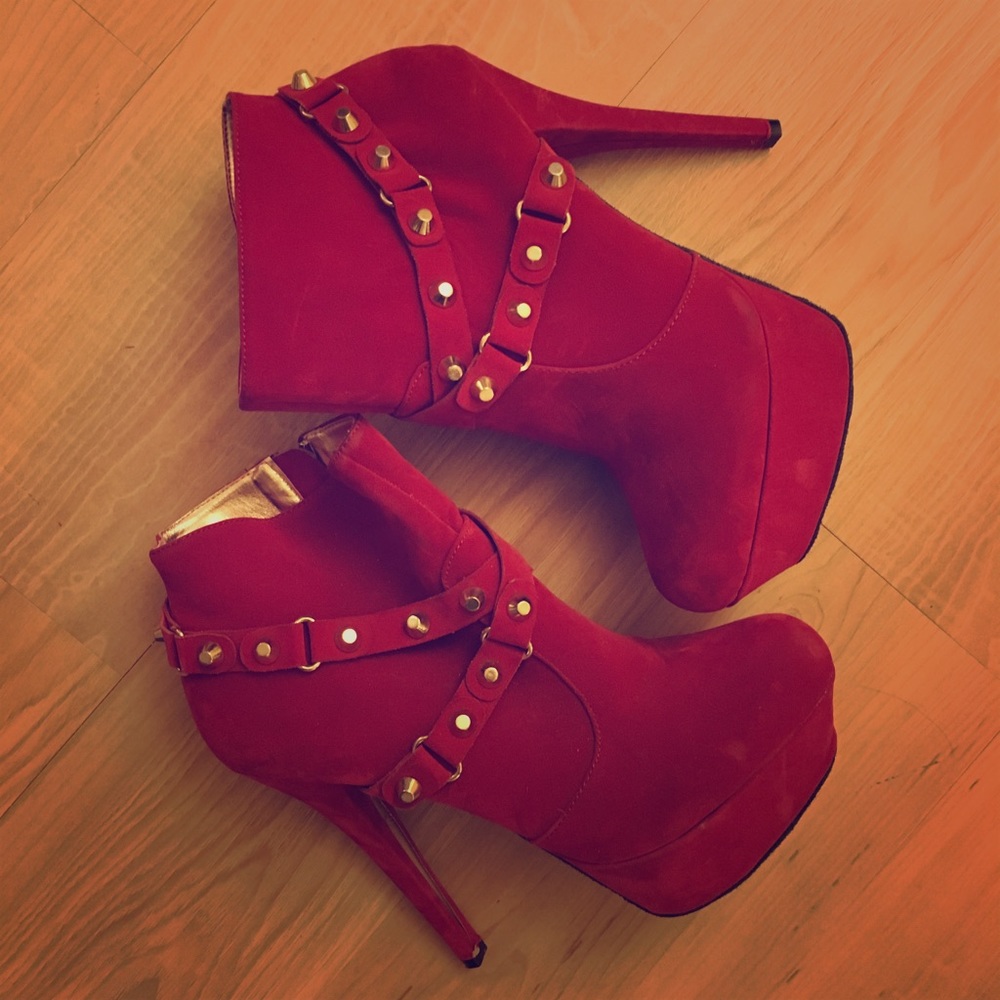 Red studded heels size 9
